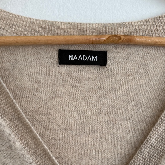 NAADAM Cashmere Boyfriend Cardigan in Oatmeal - Picture 2 of 6